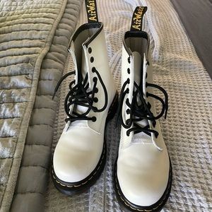 Dr Marten white lace up boots